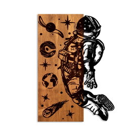 Wallity Cosmic Escultura de pared de madera y metal nogal y negro